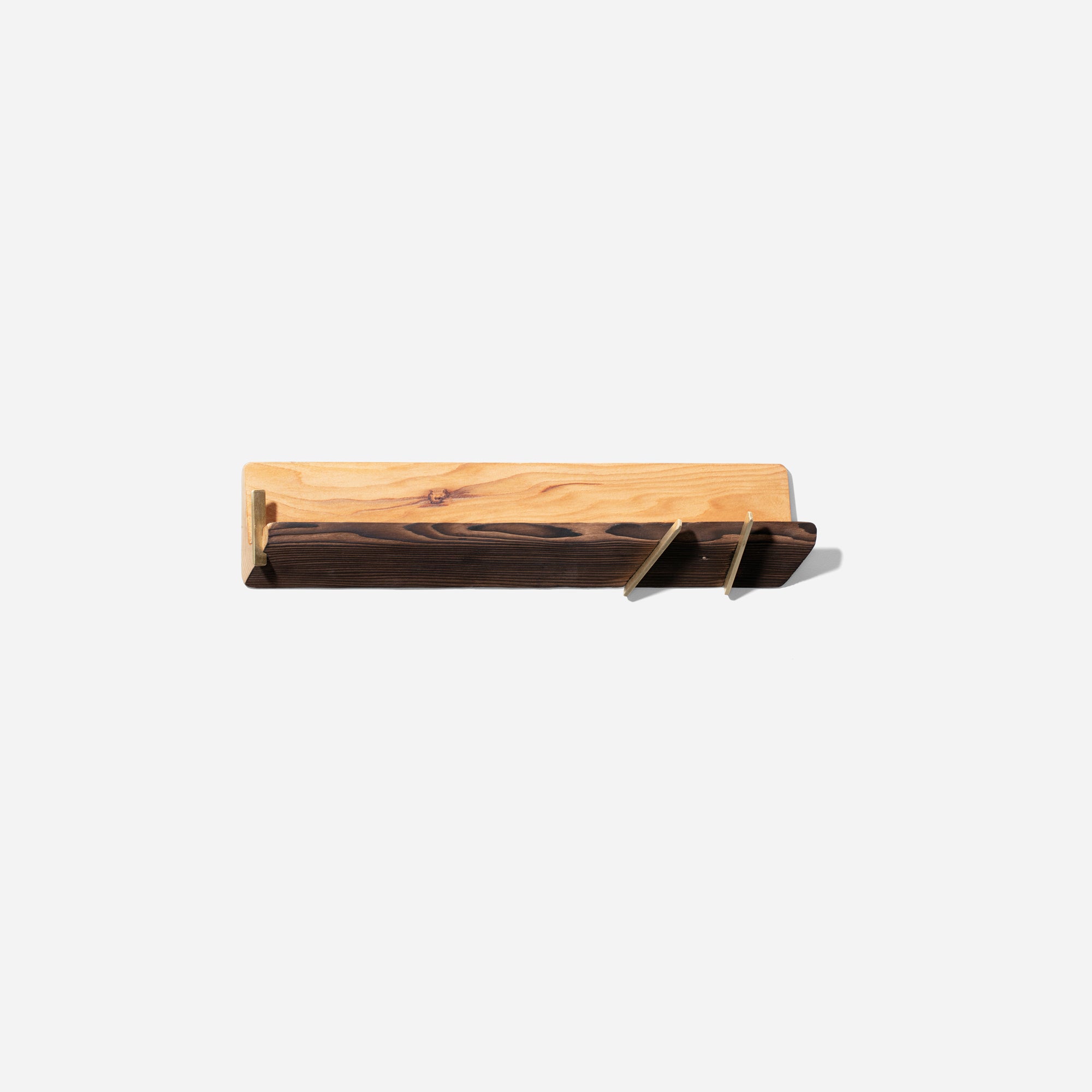 Entryway Shelf with Hooks Handcrafted Wood and Brass Design Formr